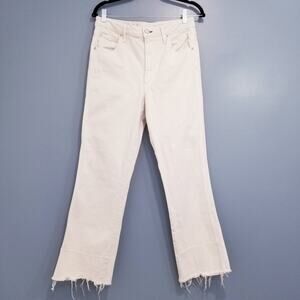 AMO Jeans Bella Vintage White Frayed Hem High Rise Denim